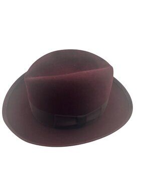 Bailey Vintage Burgundy Fedora Hat With Ribbon Detail